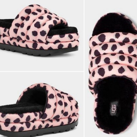 UGG Womens Maxi Slide Cheetah Print Pink Scallop size8 new - Picture 10 of 10